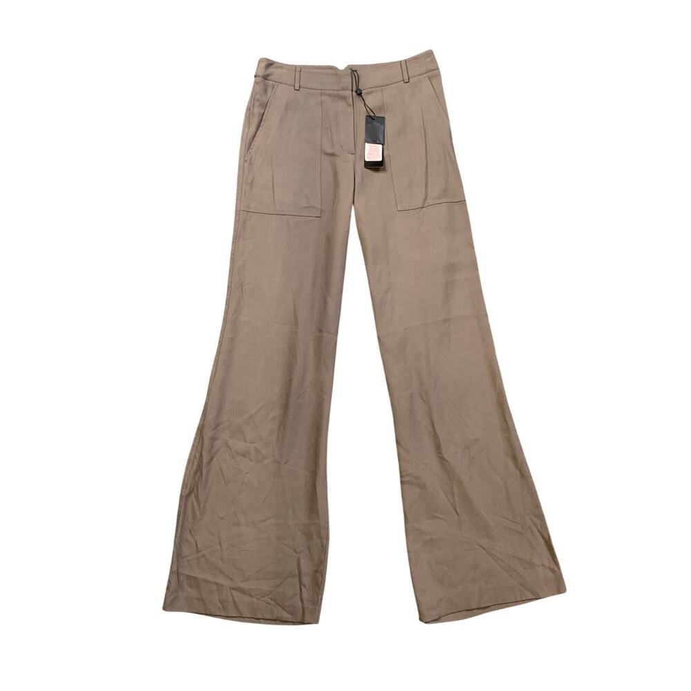 Bcbgmaxazria Pants Womens 0 Spanish Moss Jespen Wide Leg Patch Pockets Trousers